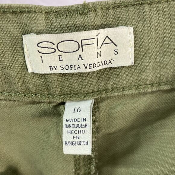 Sofia Jeans Women’s Olive Green Relaxed High Rise Wide Leg Cargo Pants SZ 16 - Picture 12 of 16
